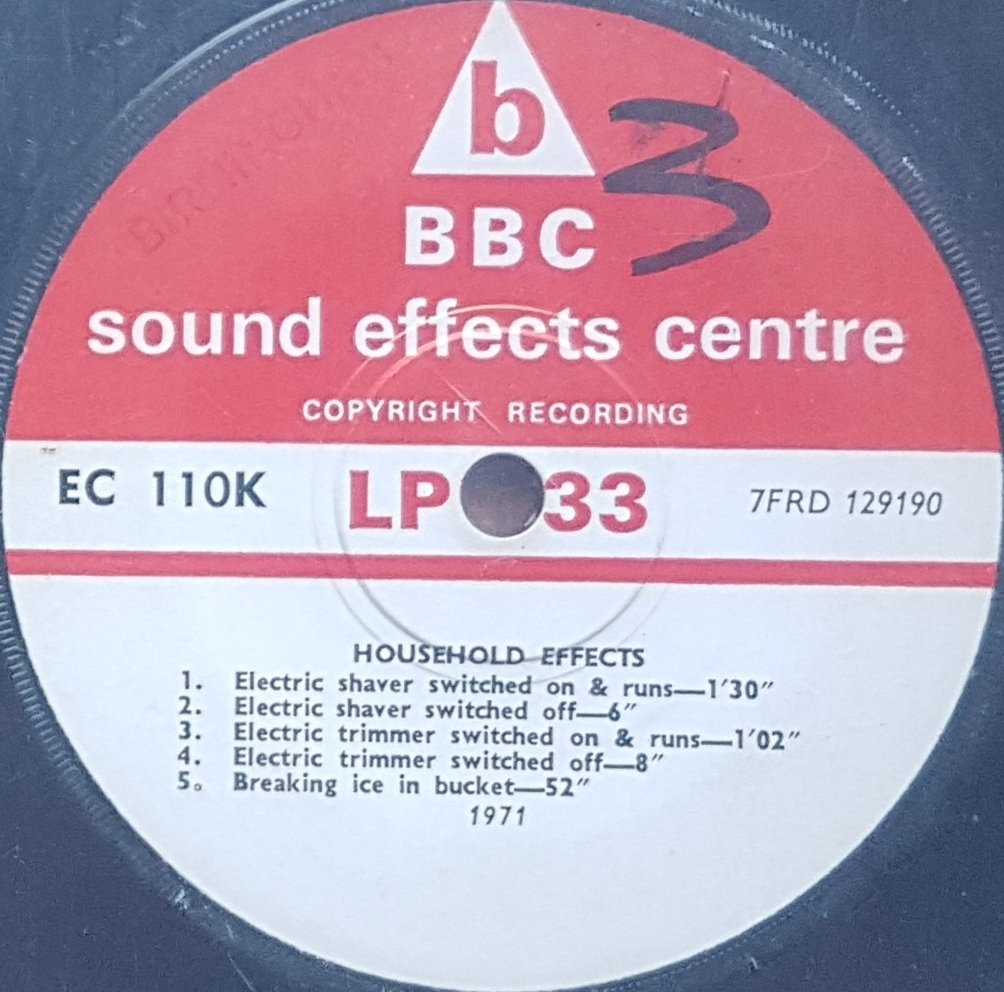 EC 110K Household effects Not registered from the BBC records and Tapes library Label
